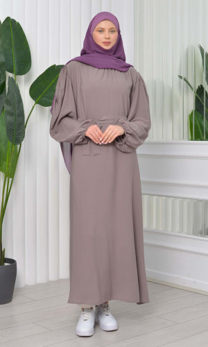 فستان محجبات طويل مع حزام 827 - شوكو كاشف