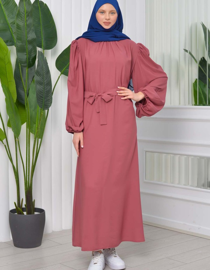 Simple & Long Hijab Dress 827 - light pink