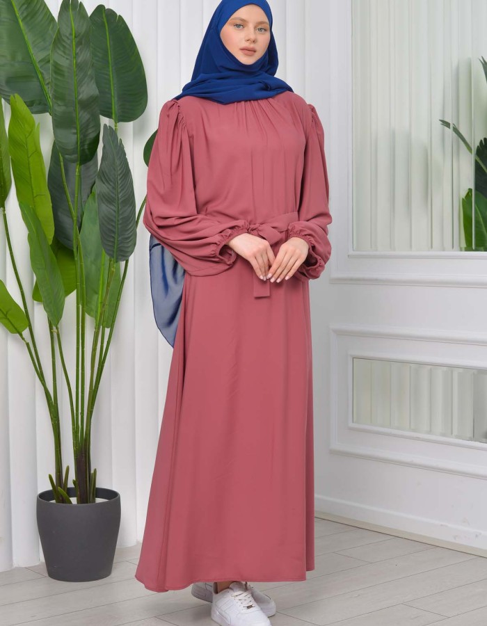 Simple & Long Hijab Dress 827 - light pink