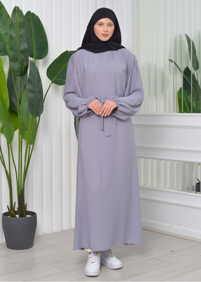 Simple & Long Hijab Dress 827 Gri