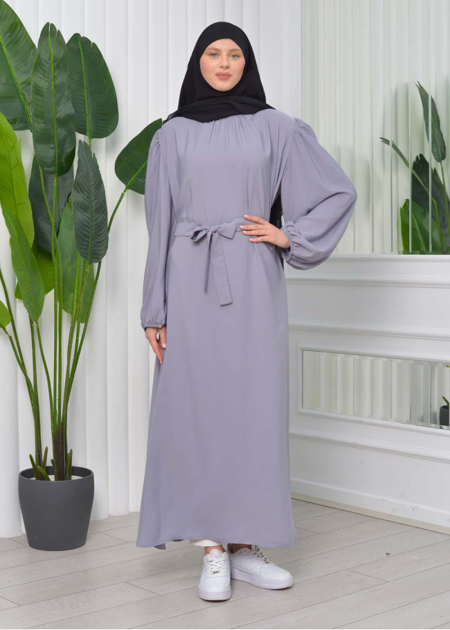 Simple & Long Hijab Dress 827 Gri