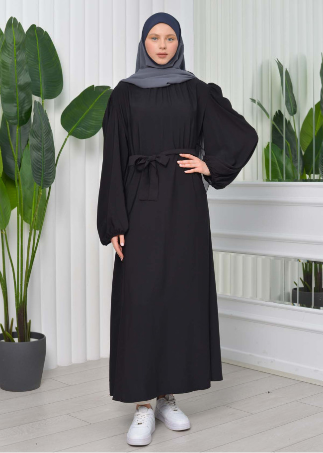 Simple & Long Hijab Dress 827 Siyah