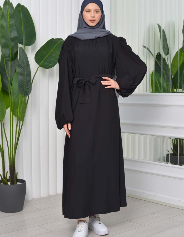 Simple & Long Hijab Dress 827 - black