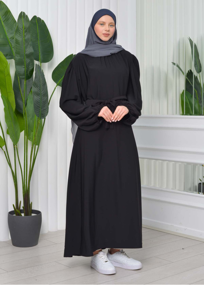 Simple & Long Hijab Dress 827 Siyah