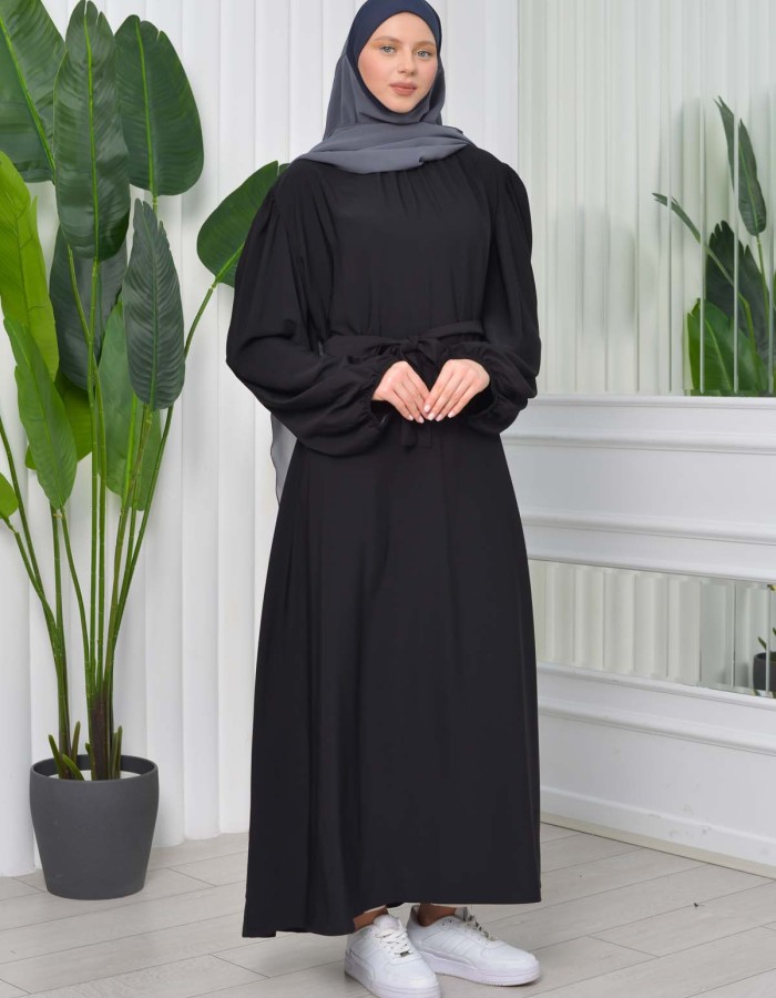 Simple & Long Hijab Dress 827 - black