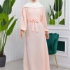 فستان محجبات طويل مع حزام 827 somon