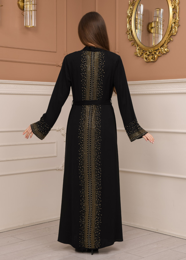 Diamond-Studded Modest Abaya 679 Siyah