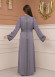 KUŞAKLI FERMUARLI ELMAS TAŞLI ABAYA FERACE -679 Gri