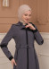 Belted Zippered Parachute Hooded Topcoat 1227 - Antrasıt