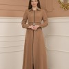Belted Zippered Prada Hooded Abaya Dress 1228 - beige