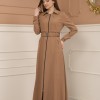 Belted Zippered Prada Hooded Abaya Dress 1228 - beige