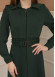 Belted Zippered Prada Hooded Abaya Dress 1228 - green