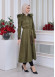 Belted Hooded Fur Suede Trench Coat 1339 Haki