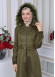 Belted Hooded Fur Suede Trench Coat 1339 Haki