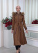 Belted Hooded Fur Suede Trench Coat 1339 taba