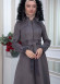 Belted Hooded Fur Suede Trench Coat 1339 Gri