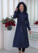 Belted Hooded Fur Suede Trench Coat 1339 Lacivert