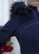 Belted Hooded Fur Suede Trench Coat 1339 Lacivert