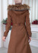 Belted Hooded Fur Suede Trench Coat 1339 taba