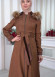 Belted Hooded Fur Suede Trench Coat 1339 taba