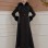 Long Wool Coat with Fur Hood and Fur Sleeves 1356 - black