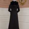 FURRY SLEEVE AND HOOD HIJAB TOPCOAT 1356 Siyah