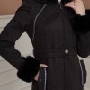 FURRY SLEEVE AND HOOD HIJAB TOPCOAT 1356 Siyah