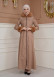 FURRY SLEEVE AND HOOD HIJAB TOPCOAT 1356 Açık kahverengi