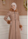 FURRY SLEEVE AND HOOD HIJAB TOPCOAT 1356 Açık kahverengi