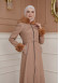 FURRY SLEEVE AND HOOD HIJAB TOPCOAT 1356 Açık kahverengi