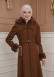 FURRY SLEEVE AND HOOD HIJAB TOPCOAT 1356 Kahverengi