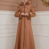 FURRY SLEEVE AND HOOD HIJAB TOPCOAT 1356 taba