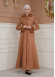 FURRY SLEEVE AND HOOD HIJAB TOPCOAT 1356 taba