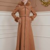 FURRY SLEEVE AND HOOD HIJAB TOPCOAT 1356 taba