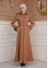 FURRY SLEEVE AND HOOD HIJAB TOPCOAT 1356 taba