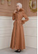 FURRY SLEEVE AND HOOD HIJAB TOPCOAT 1356 taba