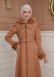 FURRY SLEEVE AND HOOD HIJAB TOPCOAT 1356 taba