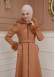 FURRY SLEEVE AND HOOD HIJAB TOPCOAT 1356 taba