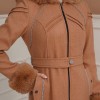 FURRY SLEEVE AND HOOD HIJAB TOPCOAT 1356 taba