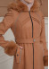 FURRY SLEEVE AND HOOD HIJAB TOPCOAT 1356 taba