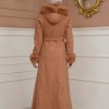 FURRY SLEEVE AND HOOD HIJAB TOPCOAT 1356 taba