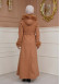 FURRY SLEEVE AND HOOD HIJAB TOPCOAT 1356 taba