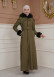 FURRY SLEEVE AND HOOD HIJAB TOPCOAT 1356 Haki