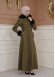 FURRY SLEEVE AND HOOD HIJAB TOPCOAT 1356 Haki