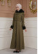 FURRY SLEEVE AND HOOD HIJAB TOPCOAT 1356 Haki