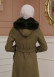 FURRY SLEEVE AND HOOD HIJAB TOPCOAT 1356 Haki
