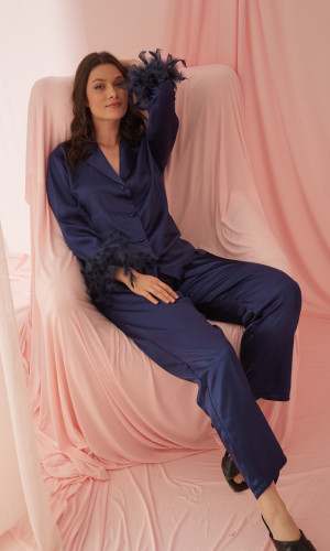 بجامة مع الريش الكحلي 1090-4 - كحلي