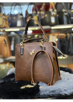 شنطة يد نسائية جلدية بتصميم أنيق - كود 936 - ترابي