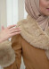Luxury women's winter coat with belt, sleeves and fur collar 1337 taba