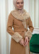 Luxury women's winter coat with belt, sleeves and fur collar 1337 taba
